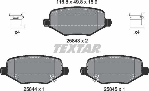 Textar Brake Pads Full Set Of 4 Rear With Accessories 2584301 - image 5
