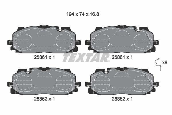 Textar Brake Pads Full Set Of 4 Front With Accessories 2586101 - image 4