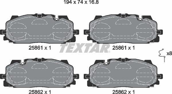 Textar Brake Pads Full Set Of 4 Front With Accessories 2586101 - image 5