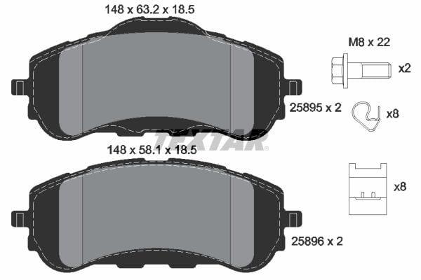 Textar Brake Pads Full Set Of 4 Front With Brake Caliper Screws With Accessories 2589501 - image 4