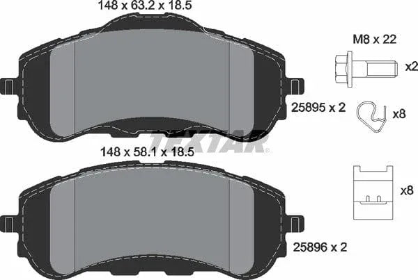 Textar Brake Pads Full Set Of 4 Front With Brake Caliper Screws With Accessories 2589501 - image 5