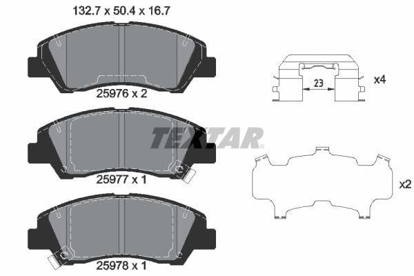 Textar Brake Pads Full Set Of 4 Front With Accessories 2597601 - image 4