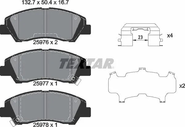 Textar Brake Pads Full Set Of 4 Front With Accessories 2597601 - image 5