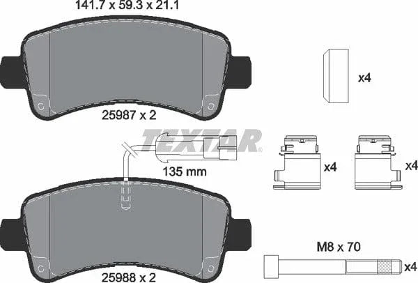 Textar Brake Pads Full Set Of 4 Rear With Brake Caliper Screws With Accessories 2598701 - image 5