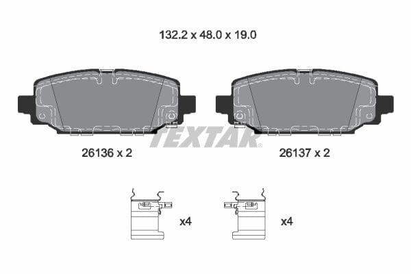 Textar Brake Pads Full Set Of 4 Rear With Accessories 2613601 - image 4