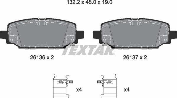 Textar Brake Pads Full Set Of 4 Rear With Accessories 2613601 - image 5