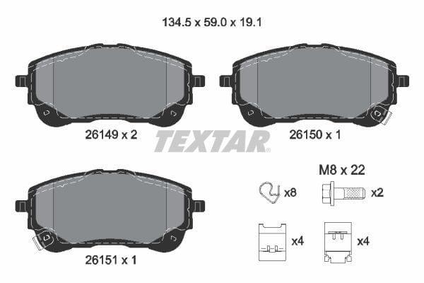 Textar Brake Pads Full Set Of 4 Front With Brake Caliper Screws With Accessories 2614901 - image 4