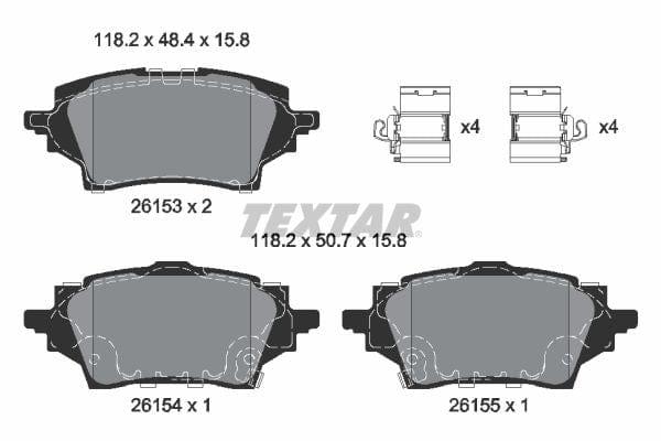 Textar Brake Pads Full Set Of 4 Rear With Accessories 2615301 - image 4