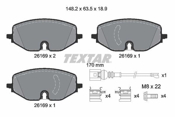Textar Brake Pads Full Set Of 4 Front With Brake Caliper Screws With Accessories 2616901 - image 4