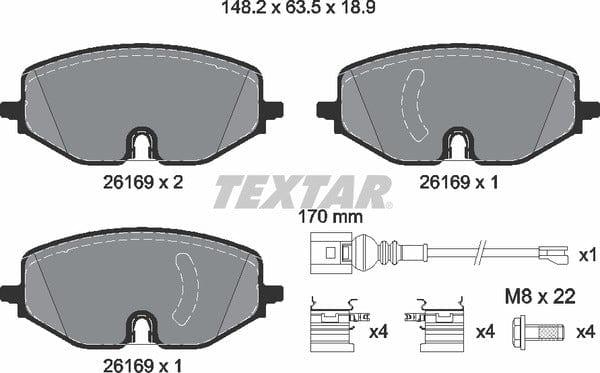 Textar Brake Pads Full Set Of 4 Front With Brake Caliper Screws With Accessories 2616901 - image 5