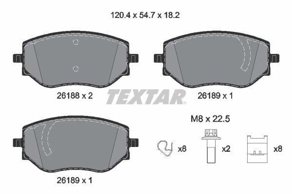 Textar Brake Pads Full Set Of 4 Front With Accessories 2618801 - image 4