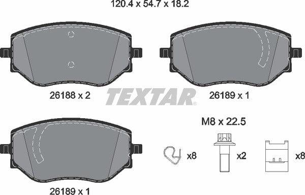 Textar Brake Pads Full Set Of 4 Front With Accessories 2618801 - image 5