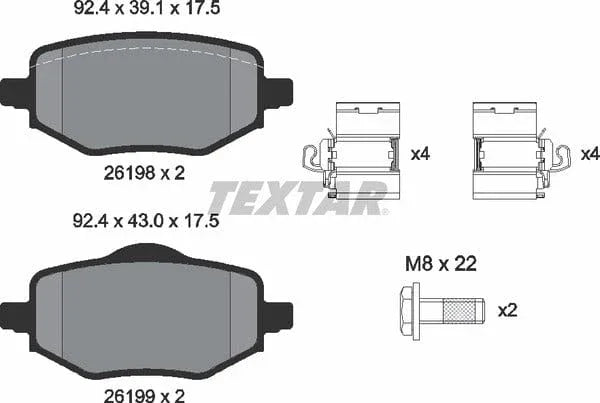 Textar Brake Pads Full Set Of 4 Rear With Brake Caliper Screws With Accessories 2619801 - image 5