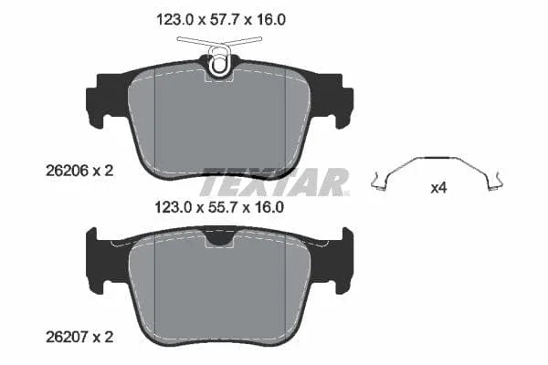 Textar Brake Pads Full Set Of 4 Rear With Accessories 2620601 - image 4