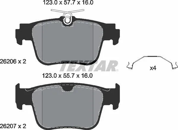 Textar Brake Pads Full Set Of 4 Rear With Accessories 2620601 - image 5