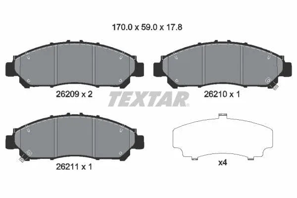 Textar Brake Pads Full Set Of 4 Front 2620901 - image 4