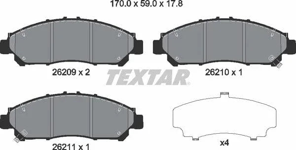Textar Brake Pads Full Set Of 4 Front 2620901 - image 5