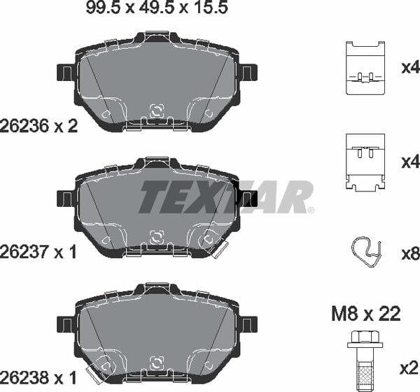 Textar Brake Pads Full Set Of 4 Rear With Bolts Screws With Accessories 2623601 - image 5