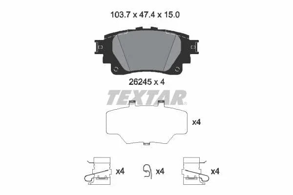 Textar Brake Pads Full Set Of 4 Rear With Accessories 2624501 - image 4