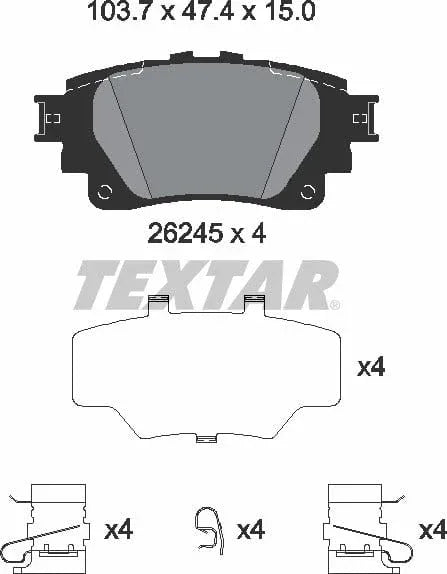 Textar Brake Pads Full Set Of 4 Rear With Accessories 2624501 - image 5