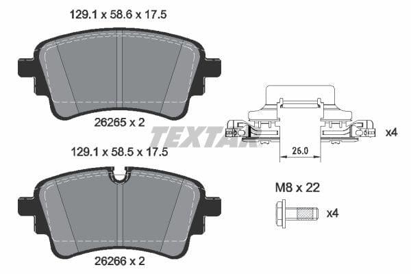 Textar Brake Pads Full Set Of 4 Rear With Brake Caliper Screws With Accessories 2626501 - image 4