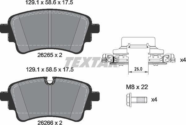 Textar Brake Pads Full Set Of 4 Rear With Brake Caliper Screws With Accessories 2626501 - image 5
