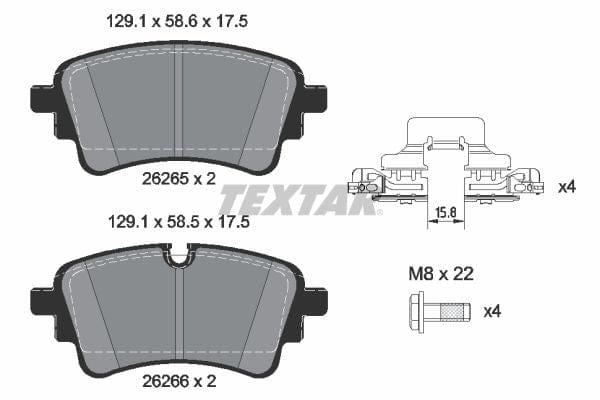 Textar Brake Pads Full Set Of 4 Rear With Brake Caliper Screws With Accessories 2626503 - image 4