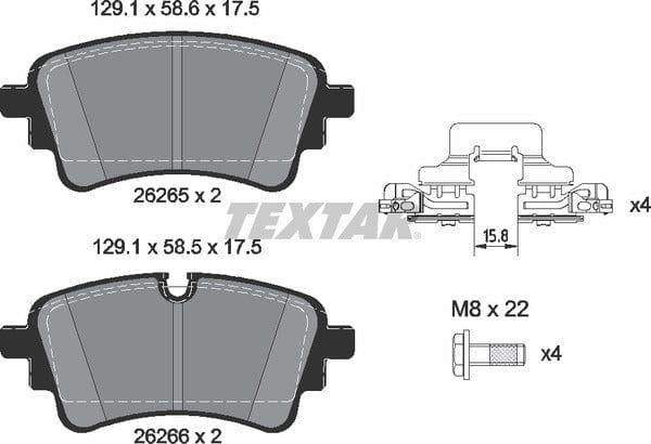Textar Brake Pads Full Set Of 4 Rear With Brake Caliper Screws With Accessories 2626503 - image 5