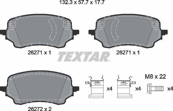 Textar Brake Pads Full Set Of 4 Front With Brake Caliper Screws With Accessories 2627101 - image 4