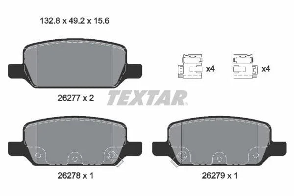 Textar Brake Pads Full Set Of 4 Rear With Accessories 2627701 - image 4