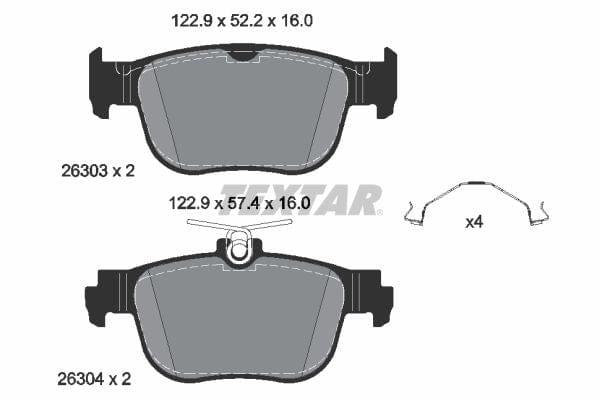 Textar Brake Pads Full Set Of 4 Rear With Accessories 2630301 - image 4