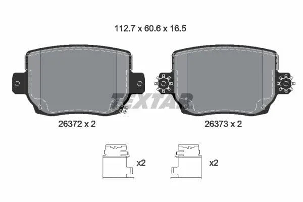 Textar Brake Pads Full Set Of 4 Rear With Accessories 2637201 - image 4
