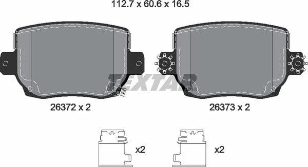 Textar Brake Pads Full Set Of 4 Rear With Accessories 2637201 - image 5