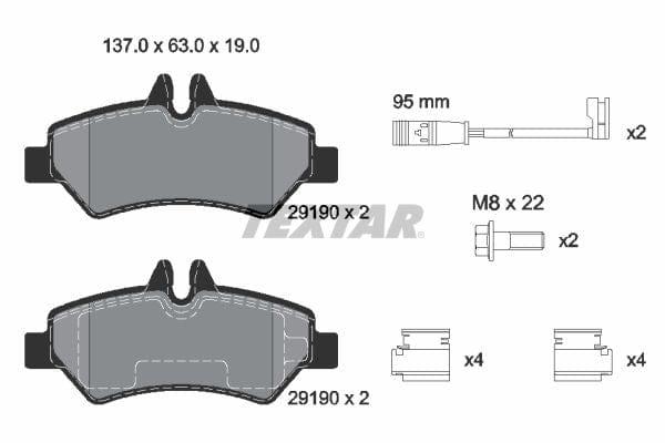 Textar Brake Pads Full Set Of 4 Rear With Brake Caliper Screws With Accessories 2919001 - image 4