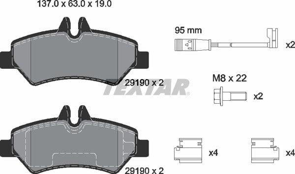 Textar Brake Pads Full Set Of 4 Rear With Brake Caliper Screws With Accessories 2919001 - image 5