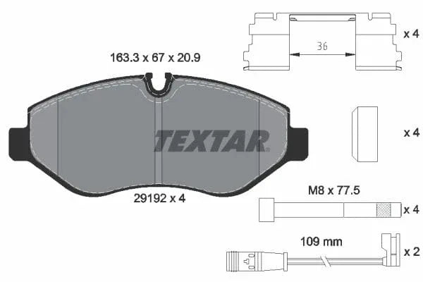 Textar Brake Pads Full Set Of 4 Front With Brake Caliper Screws With Accessories 2919202 - image 4