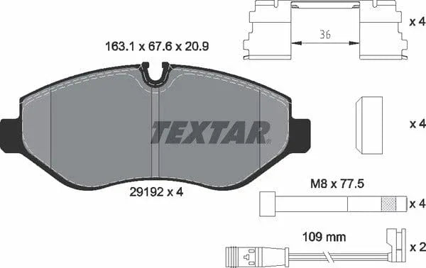 Textar Brake Pads Full Set Of 4 Front With Brake Caliper Screws With Accessories 2919202 - image 5