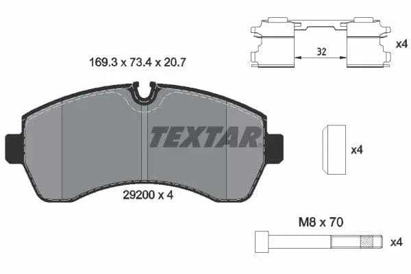 Textar Brake Pads Full Set Of 4 Front With Brake Caliper Screws With Accessories 2920002 - image 4