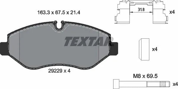 Textar Brake Pads Full Set Of 4 Front With Brake Caliper Screws With Accessories 2922901 - image 5
