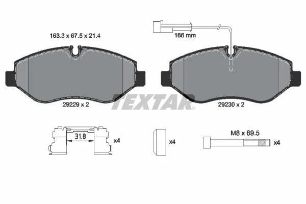 Textar Brake Pads Full Set Of 4 Front With Brake Caliper Screws With Accessories 2922902 - image 4