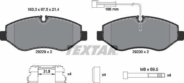 Textar Brake Pads Full Set Of 4 Front With Brake Caliper Screws With Accessories 2922902 - image 5