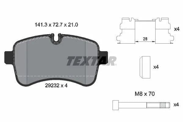 Textar Brake Pads Full Set Of 4 Rear With Brake Caliper Screws With Accessories 2923201 - image 4