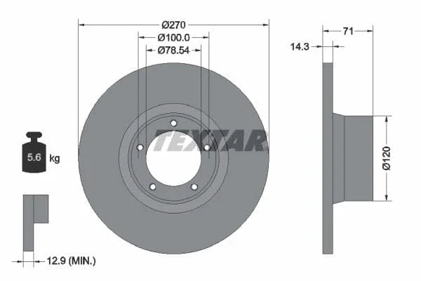 Textar Front Brake Disc Solid 92014900 270mm - image 3