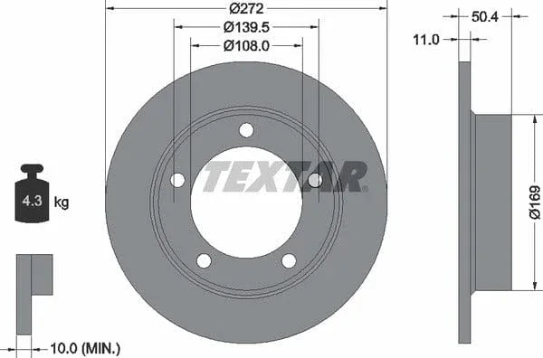 Textar Front Brake Disc Solid 92019900 272mm - image 4