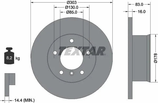 Textar Front Brake Disc Solid 92020300 303mm - image 4