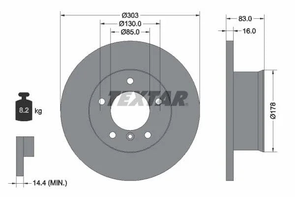 Textar Front Brake Disc Solid 92020300 303mm - image 3