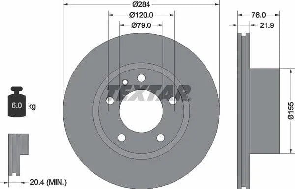 Textar Front Brake Disc Vented 92022300 284mm - image 4