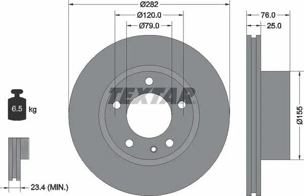 Textar Front Brake Disc Vented 92026700 282mm - image 4