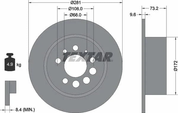 Textar Rear Brake Disc Solid 92031400 281mm - image 4