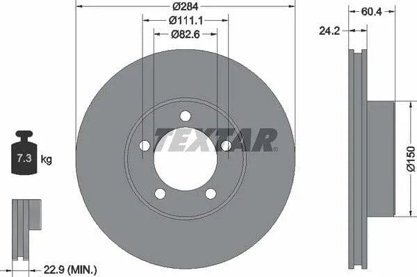Textar Front Brake Disc Vented 92031600 284mm - image 4